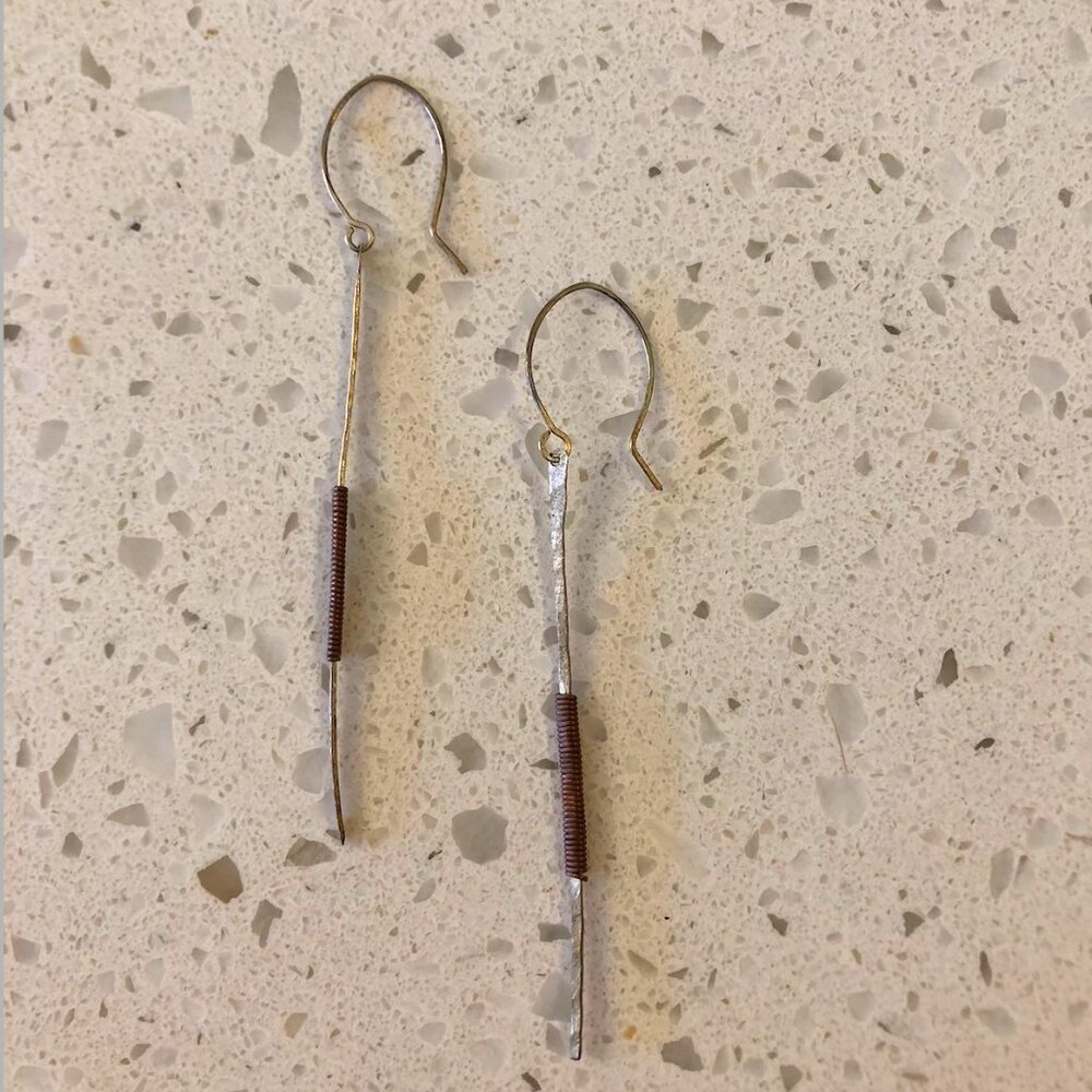 Handmade Aluminum & Copper Wire Dangle Earrings